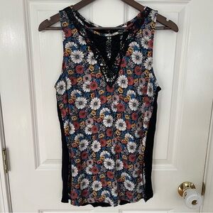 LC Lauren Conrad Floral Lace Crochet Neck Sleeveless Blouse